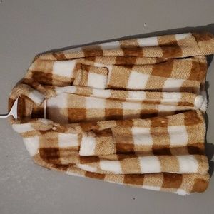 Shein Plaid Fur Jacket NWOT